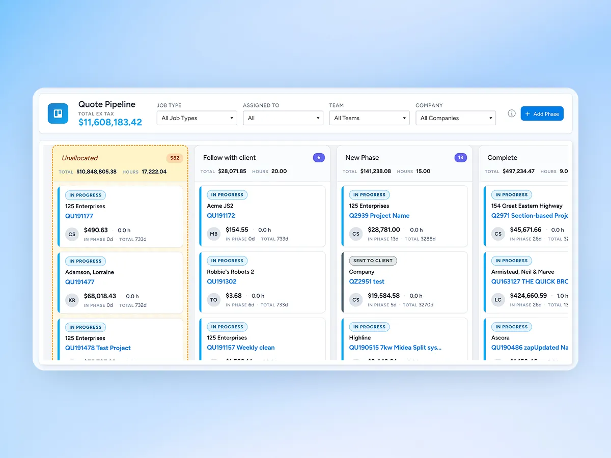 Quote Pipeline in Ascora