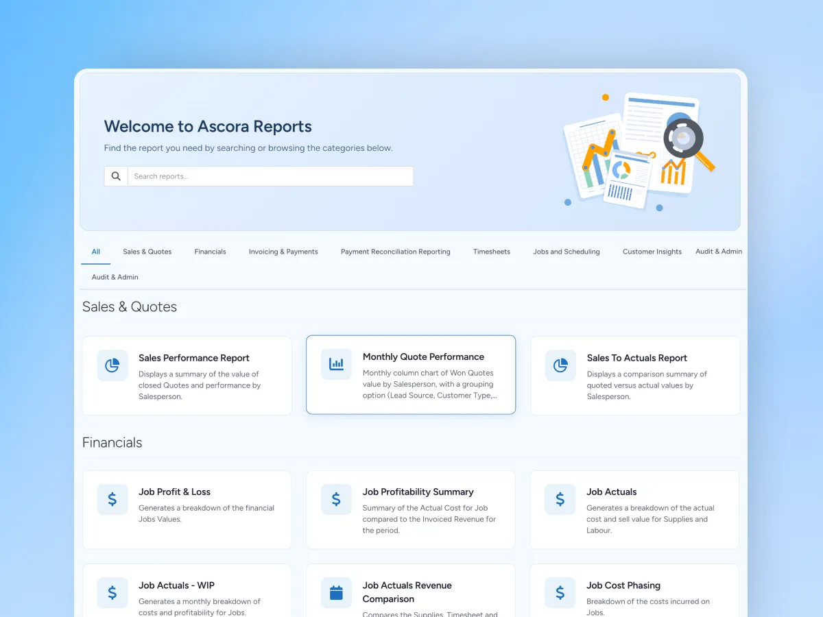 Built-in reporting suite